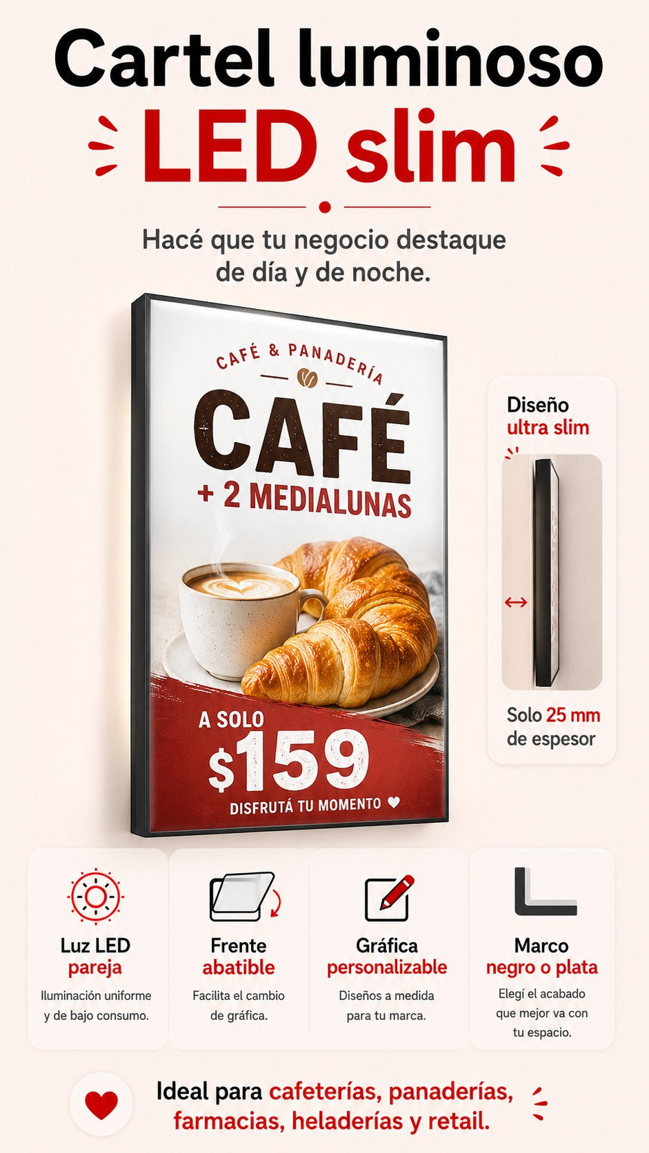 Cartel Luminoso LED Slim - Retroiluminado