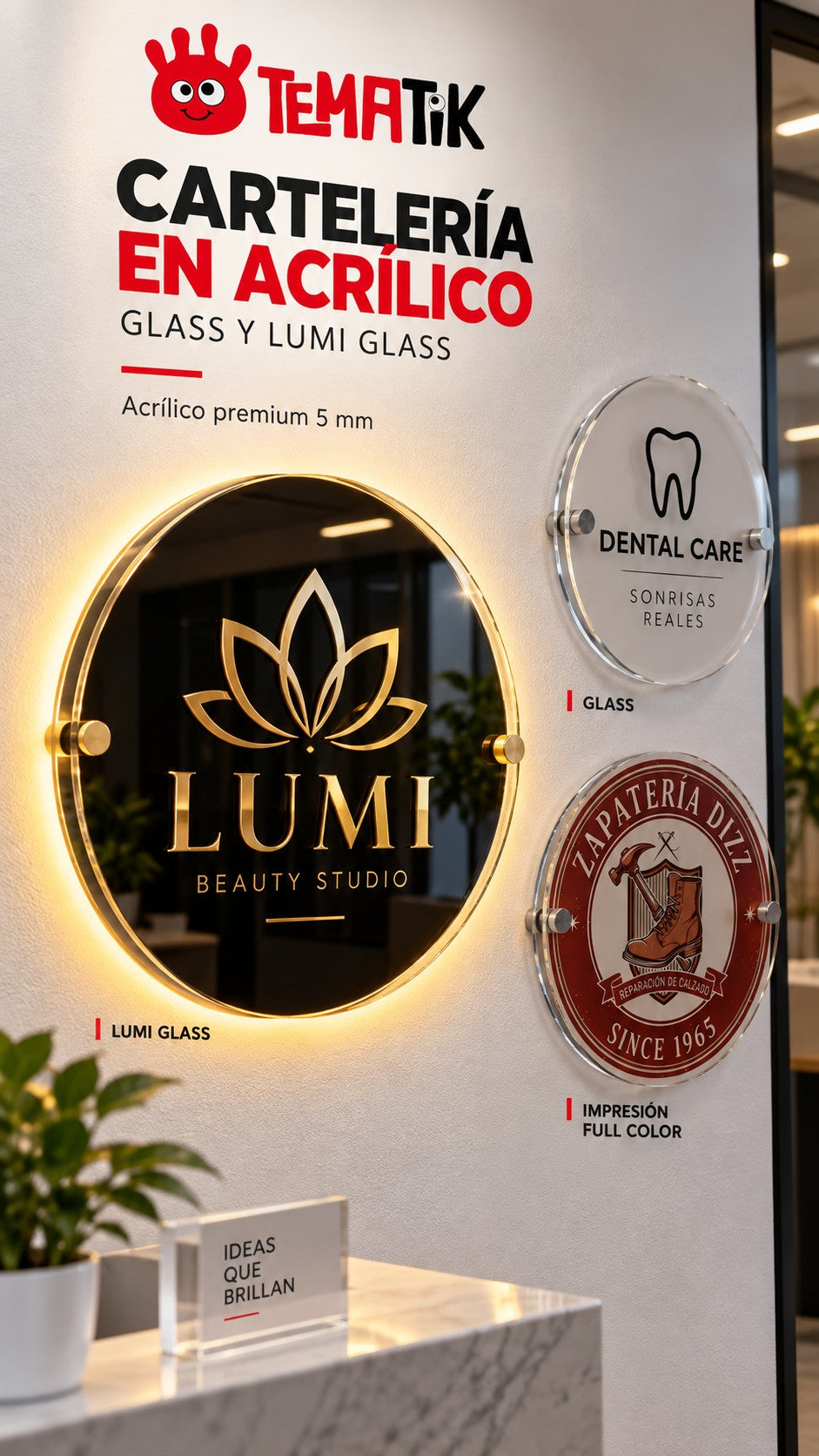 Cartel Lumi Glass - Acrílico Premium Iluminado