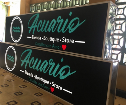 Cartel luminoso tipo cajon Acuario Boutique