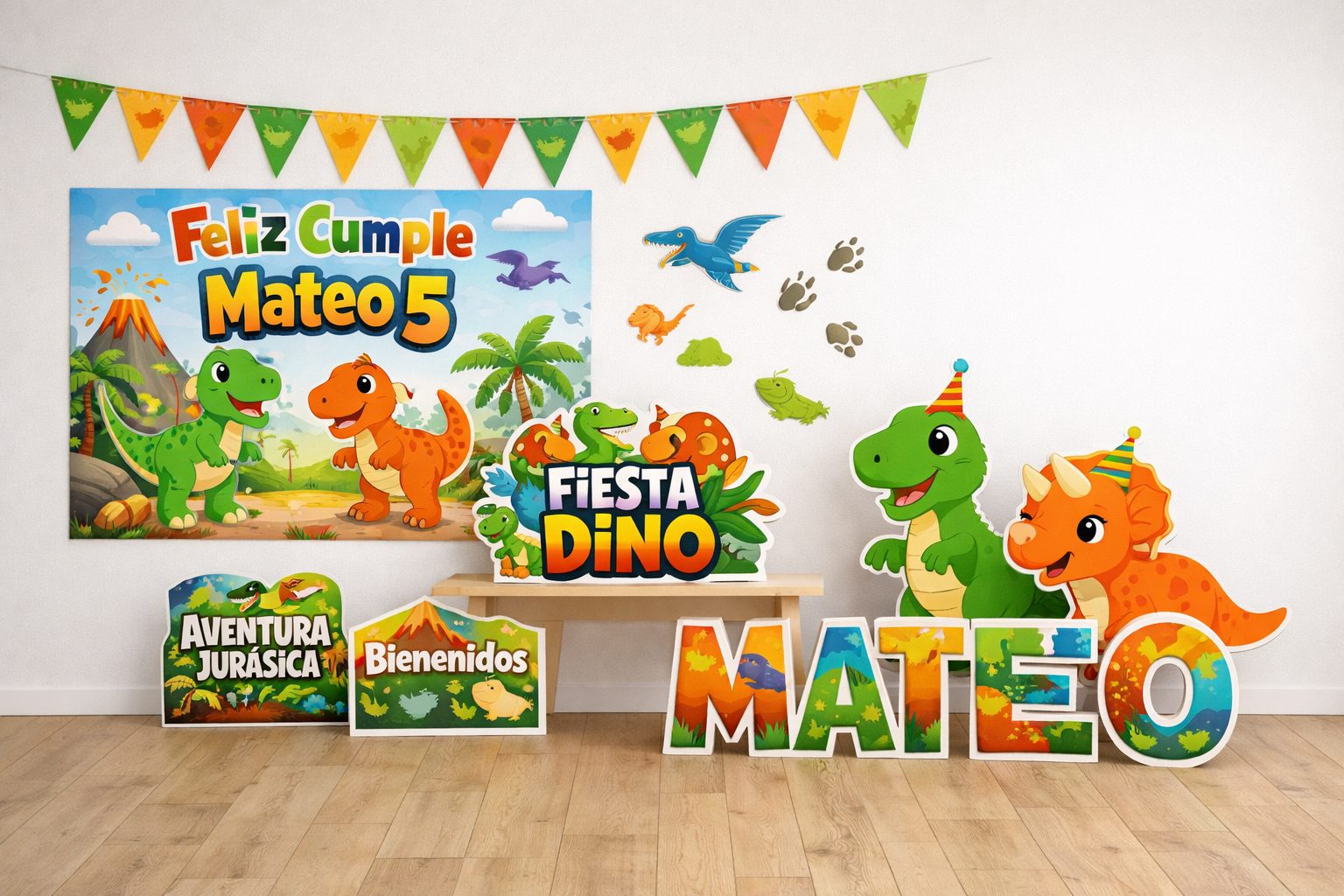 banner cumple dinosaurios