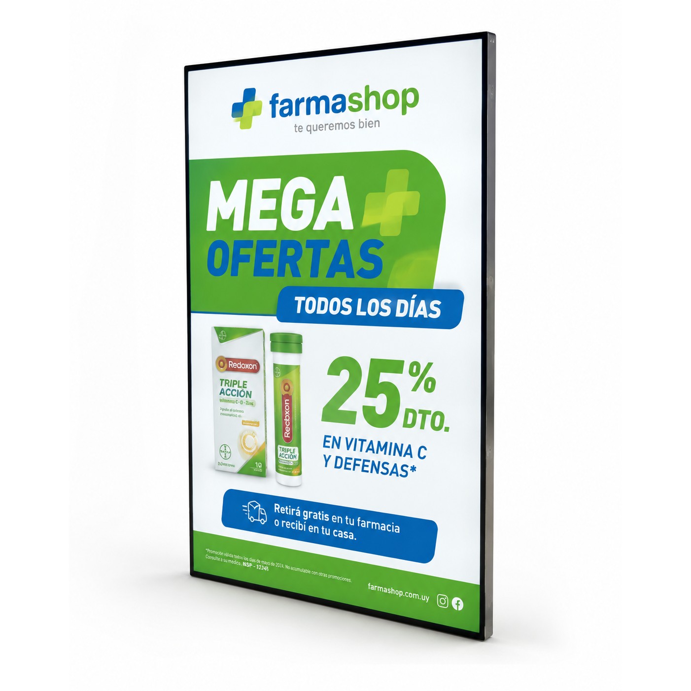Cartel luminoso LED slim para farmacia - ofertas retroiluminadas