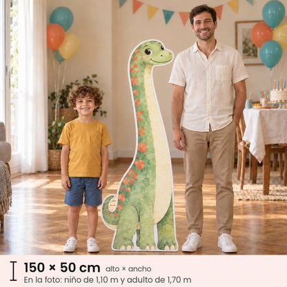 Figura rígida de 150 × 50 cm entre un niño de 1,10 m y un adulto de 1,70 m