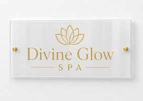 placa divine glow spa acrilico oro