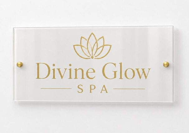 placa divine glow spa acrilico oro
